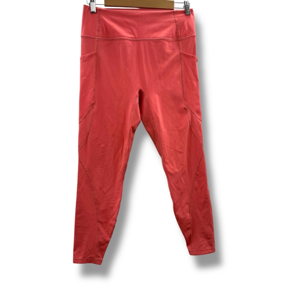 Le‎ Ore Coral Pink High Rise Cropped Pull-On Leggings Sz L